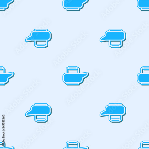 Blue line Bedpan icon isolated seamless pattern on grey background. Toilet for bedridden patients. Vector