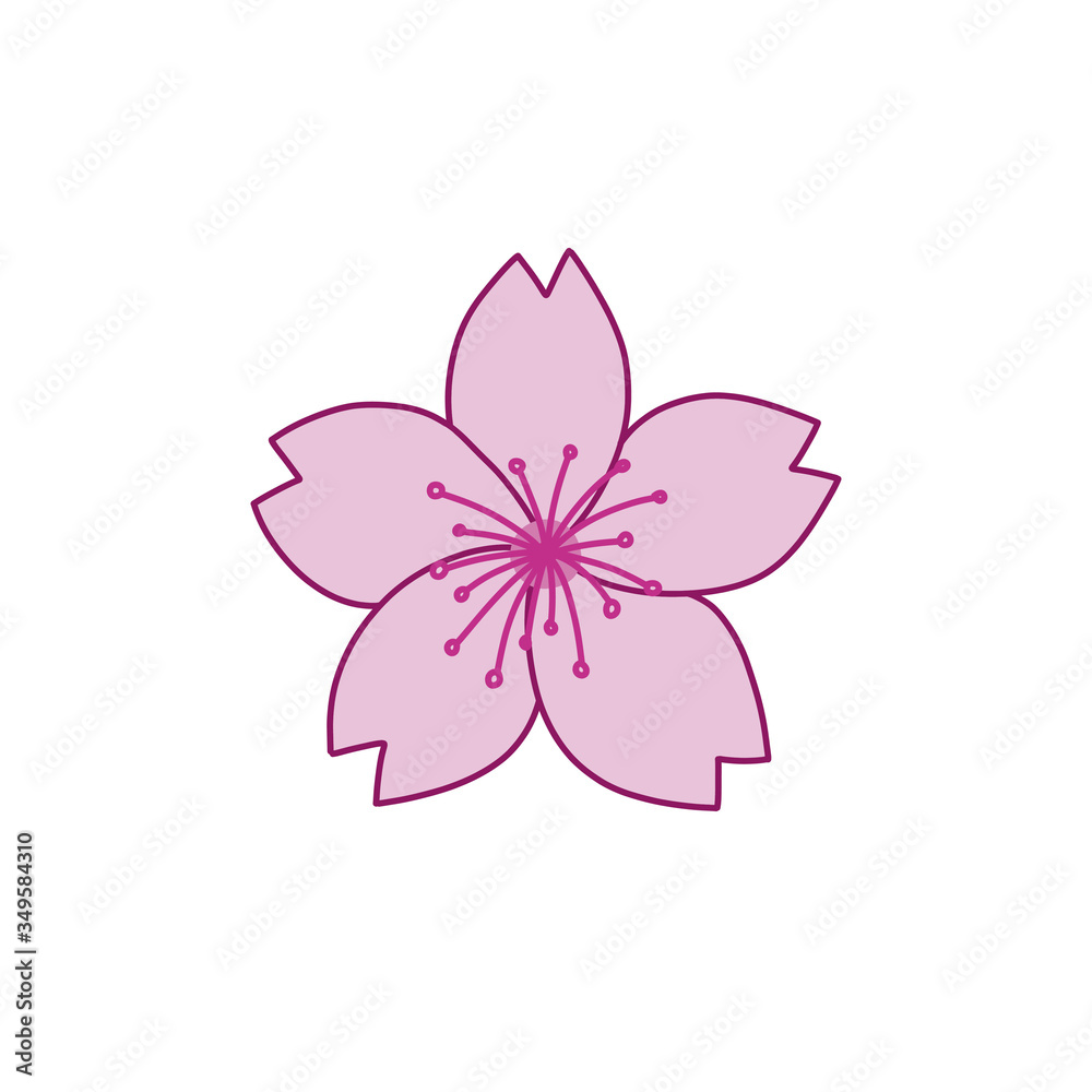 sakura flower, cherry blossom doodle icon, vector illustration