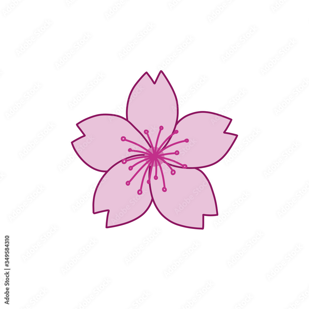 Fototapeta premium sakura flower, cherry blossom doodle icon, vector illustration