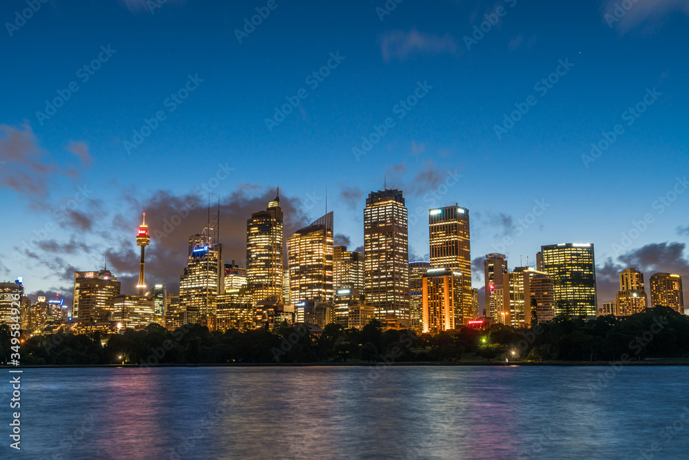 Beautiful Sydney downtown skyline at night, NSW, Australia