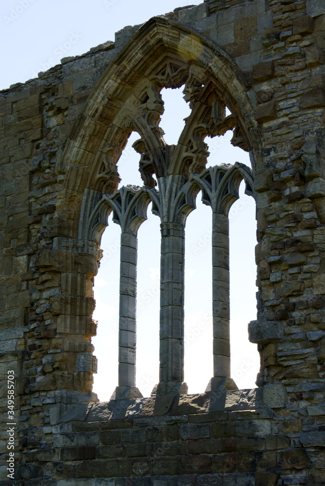 arch detail at Whitby abbey in north Yorkshire UK