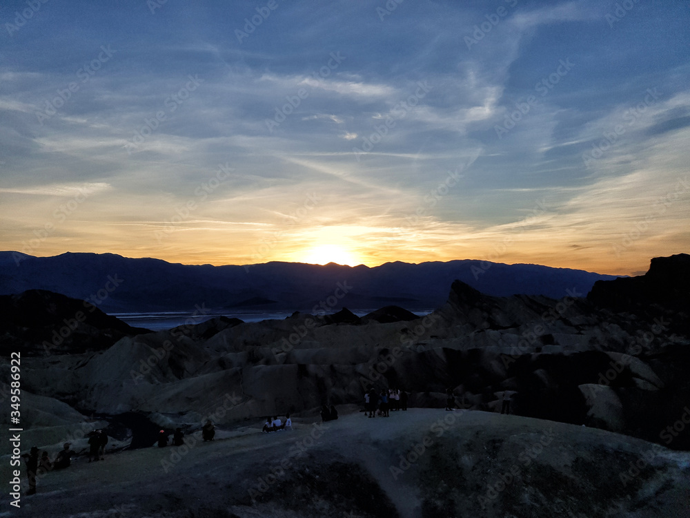 Sunset in the mountains at Zabriskie Point