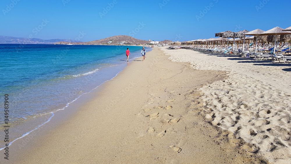 view of the beach in the Naxos island, Greece