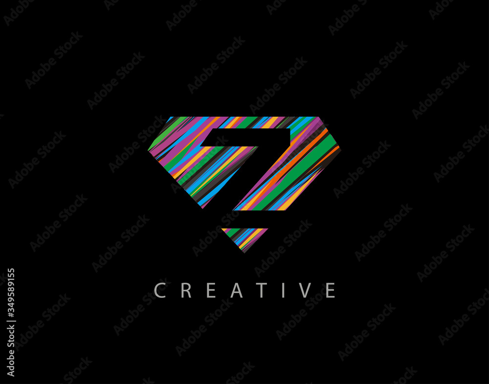 Obraz premium Letter Z Abstract Diamond Logo. Creative Z letter design with colorful Strips on diamond shapes.