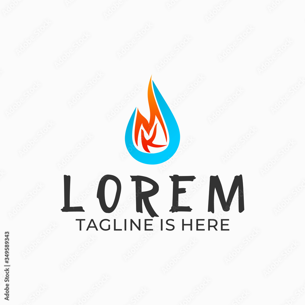 Logo design combination of water droplets and fire. Logotype design letters MK. Logo design combination of water droplets and fire. Logotype design letters MK.