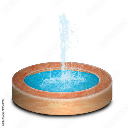 Decorative round fountain for design. Illustration on a white background.
