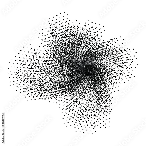 Spiral symbol. Simple element. Spray effect. Black image isolated on white background. Vector EPS 10.