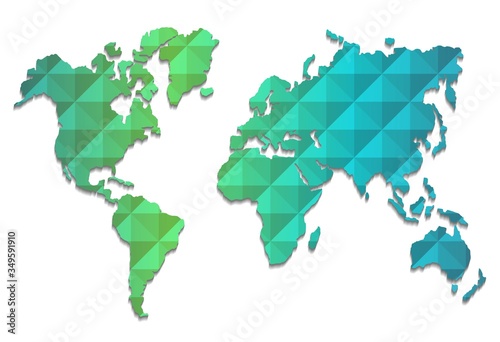 A bright  colorful map of the world on a white background. The outline of the world on a white background. Countries and continents. Stock vector.