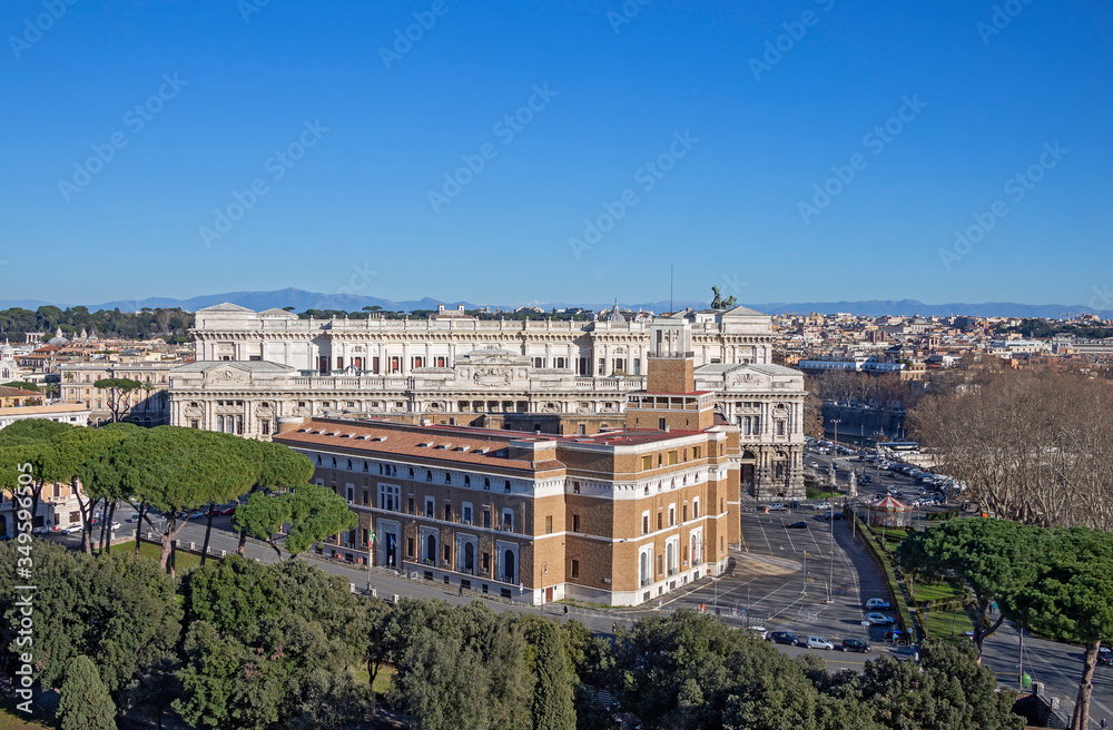 View to The Supreme Court of Cassation from the Mausoleum of Hadrian, usually known as Castle of the Holy Angel, Rome, Italy