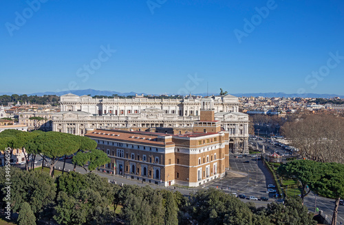 View to The Supreme Court of Cassation from the Mausoleum of Hadrian, usually known as Castle of the Holy Angel, Rome, Italy