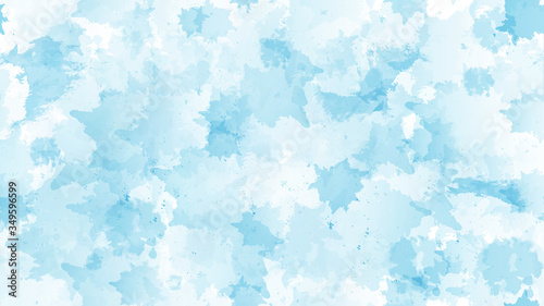 Vector. Monochrome blue abstract  background. Pattern.  Modern ink splatter, spray blots, dirt spot elements, wall graffiti. Watercolor paint splashes pattern, smear fluid stains spots background