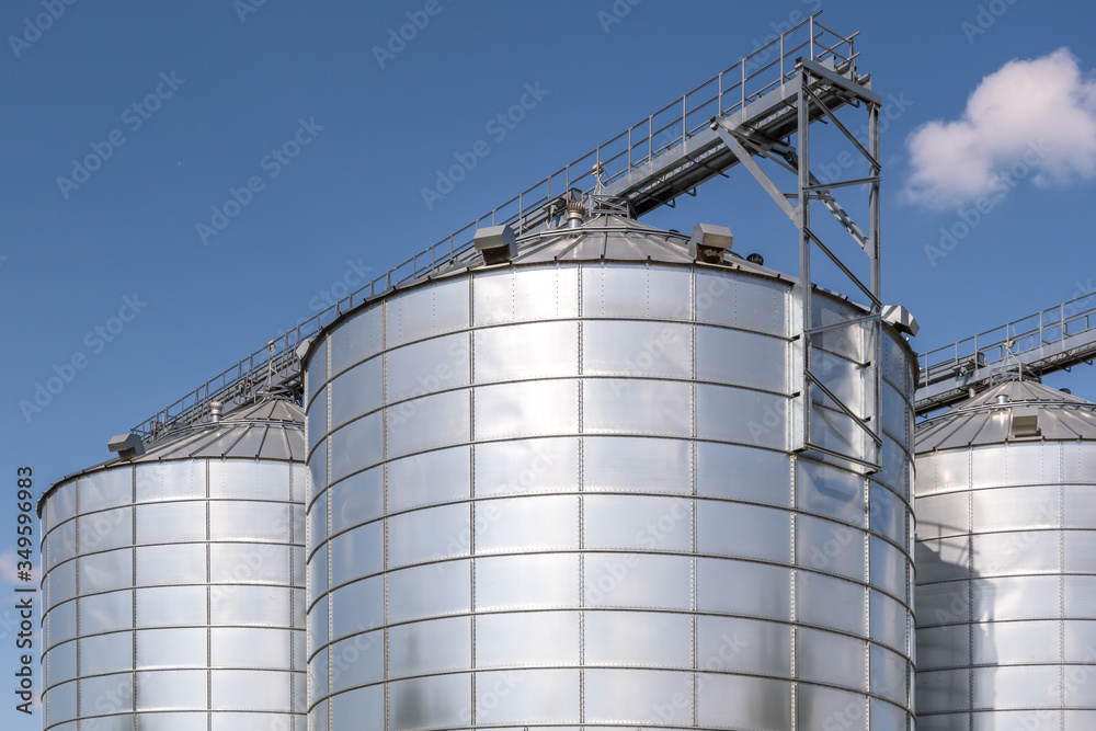 agro-processing and manufacturing plant for processing and silver silos for drying cleaning and storage of agricultural products, flour, cereals and grain. Granary elevator.