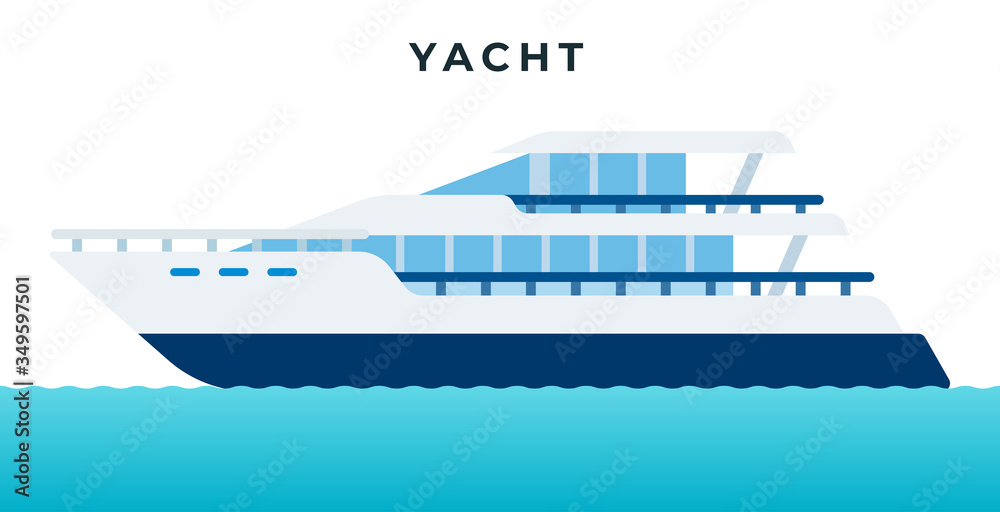 Fototapeta premium Motor yacht, fast ship for transporting people vector icon flat isolated.