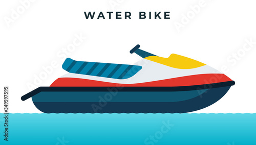 Water bike, jet ski, high-speed personal watercraft vector icon flat isolated.