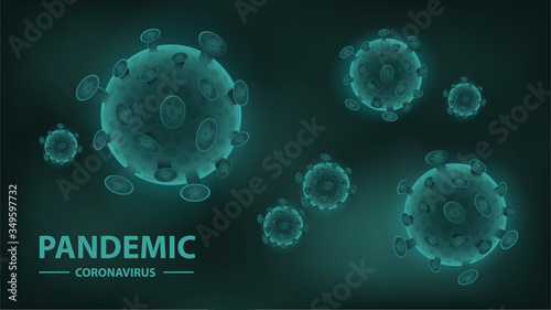 Vector illustration. Coronavirus deadly outbreak and coronaviruses influenza background as dangerous flu strain cases as a pandemic medical health risk concept with disease cells