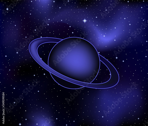 Vector hand drawn planet on a starry space background