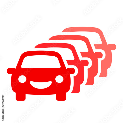 Busy traffic icon with many cars