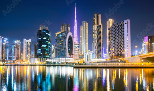 Dubai city ultramodern skyline at night