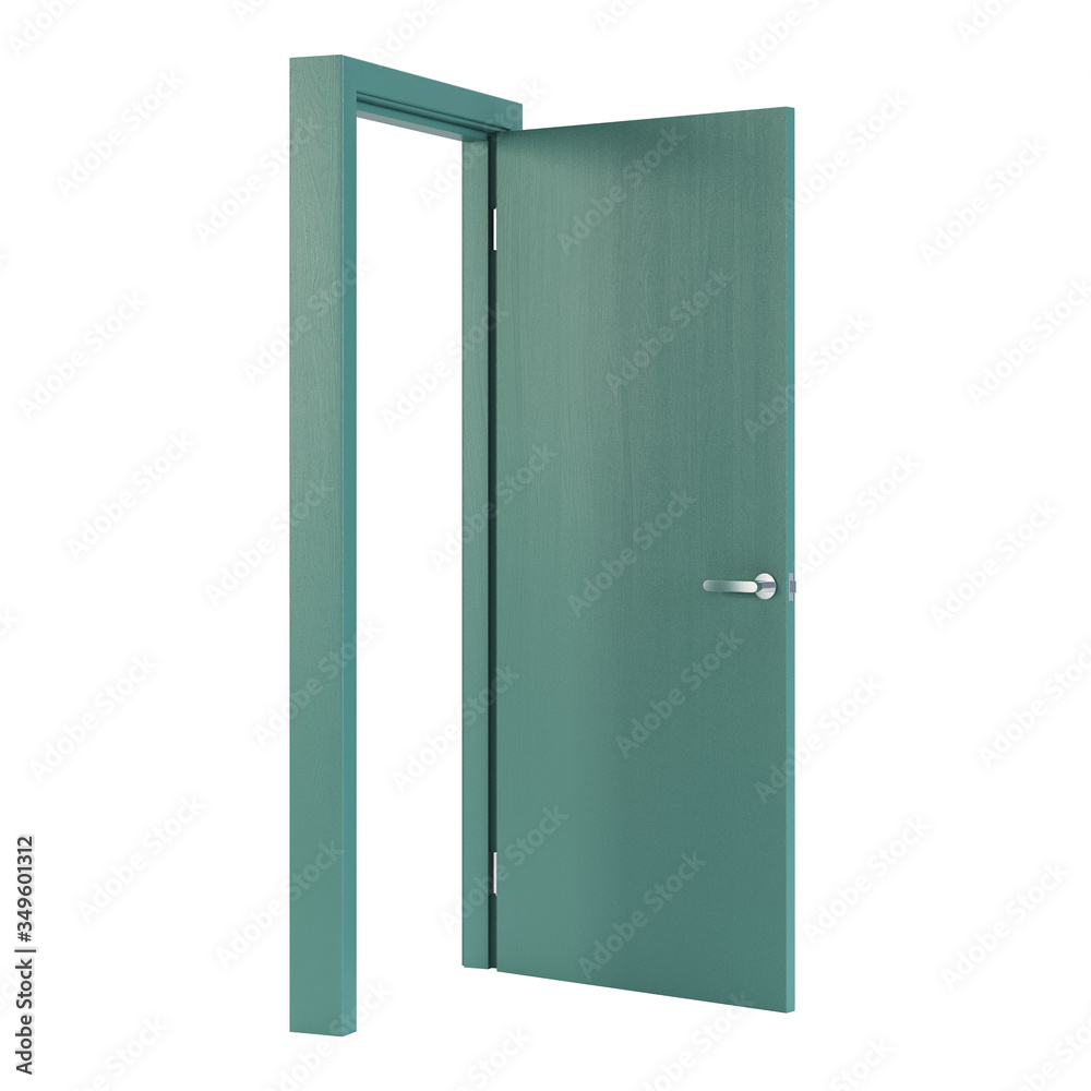 Wooden door isolated on white background. 3D rendering. Wooden door isolated on white background. 3D rendering.