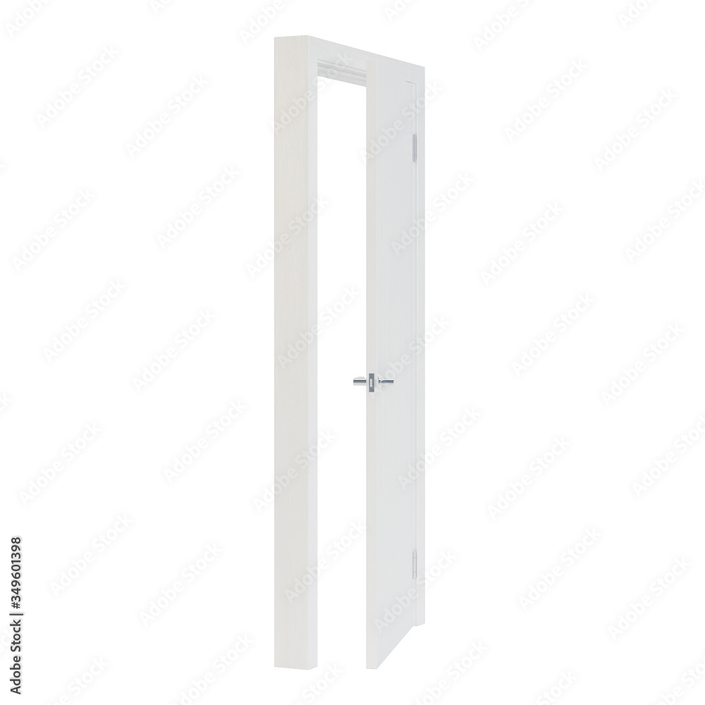 Wooden door isolated on white background. 3D rendering. Wooden door isolated on white background. 3D rendering.
