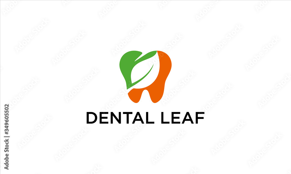 combination of dental and leaf logo design combination of dental and leaf logo design