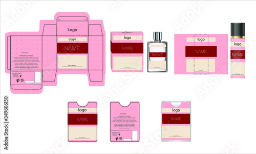 Packaging design, luxury perfume box, pocket perfume and deo design template and mock up box. Illustration vector.