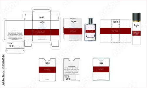 Packaging design, luxury perfume box, pocket perfume and deo design template and mock up box. Illustration vector.