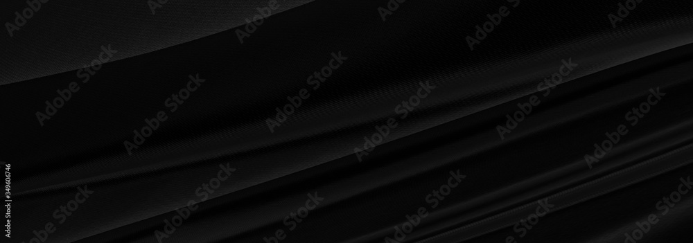 Black gray satin dark fabric texture luxurious shiny that is abstract silk cloth panorama background with patterns soft waves blur beautiful. Black gray satin dark fabric texture luxurious shiny that is abstract silk cloth panorama background with patterns soft waves blur beautiful.