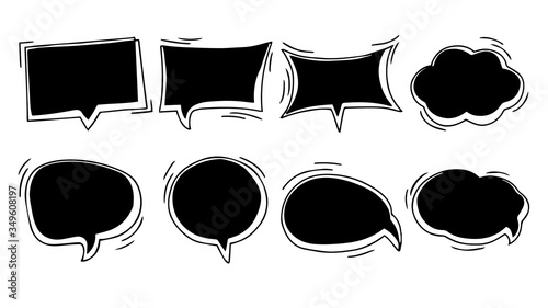 Hand-drawn speech bubbles set collection Vector.