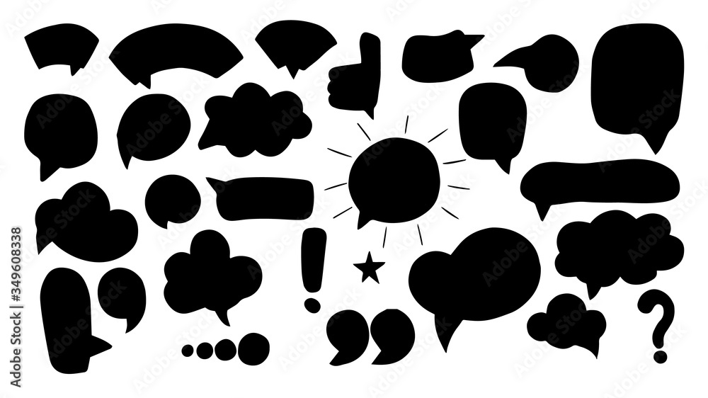 Hand-drawn speech bubbles set collection Vector. Hand-drawn speech bubbles set collection Vector.