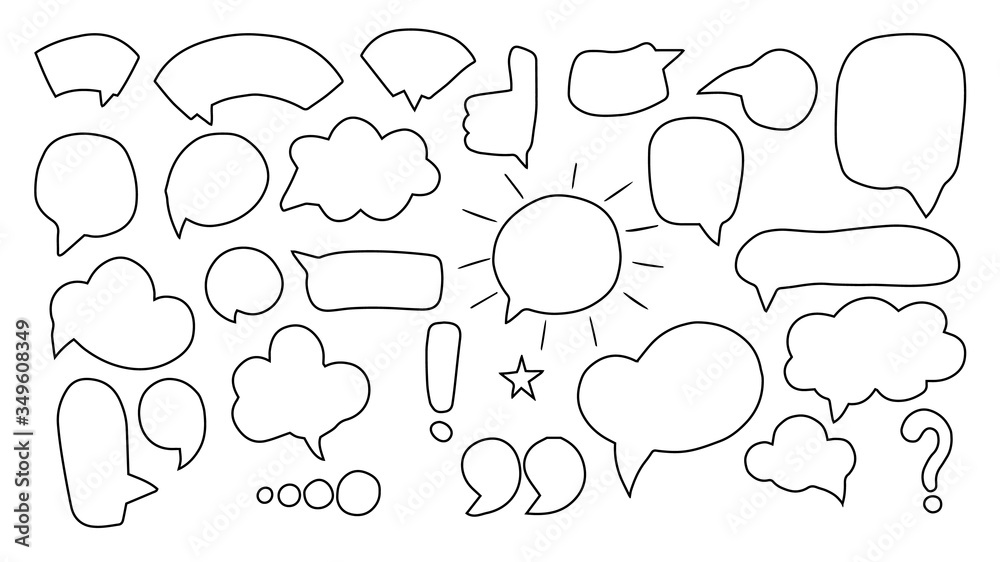 Hand-drawn speech bubbles set collection Vector. Hand-drawn speech bubbles set collection Vector.