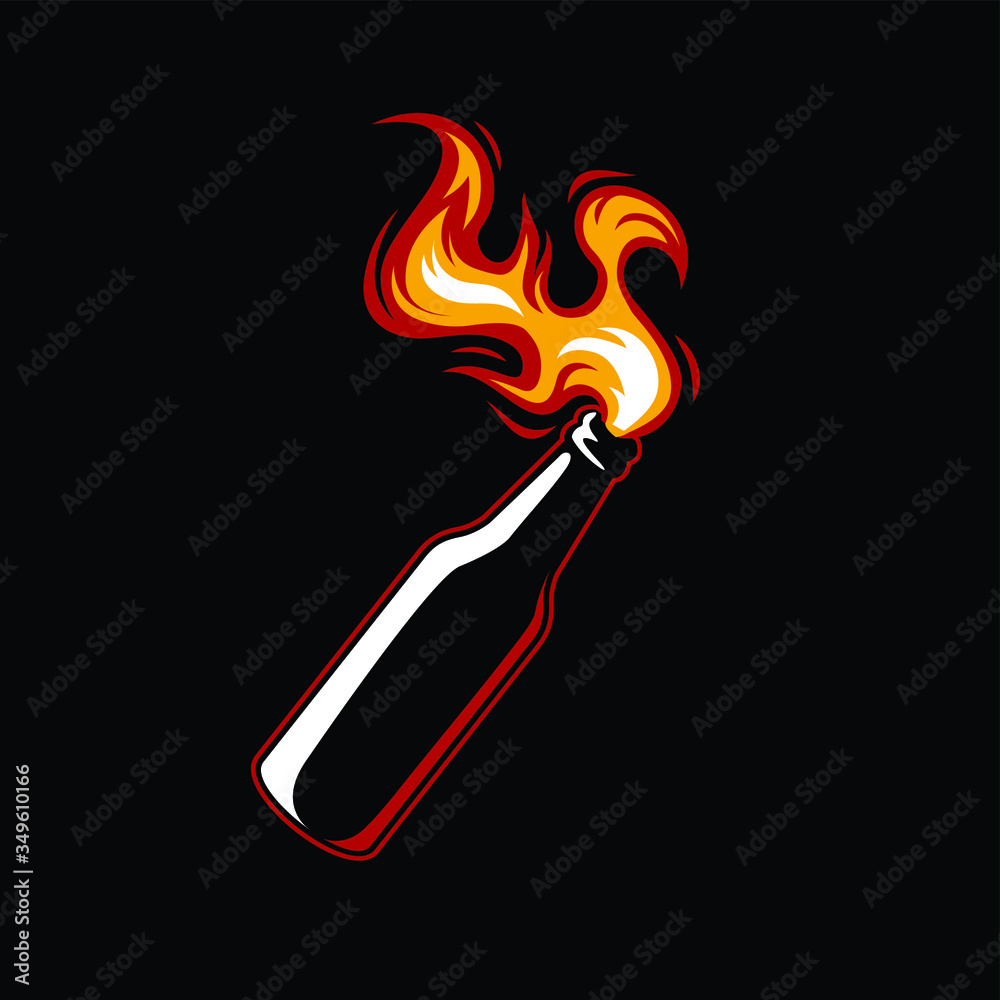 Lit fire molotov cocktail pop art Royalty Free Vector Image