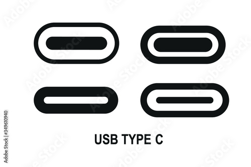 type c icon. usb type-c icon set