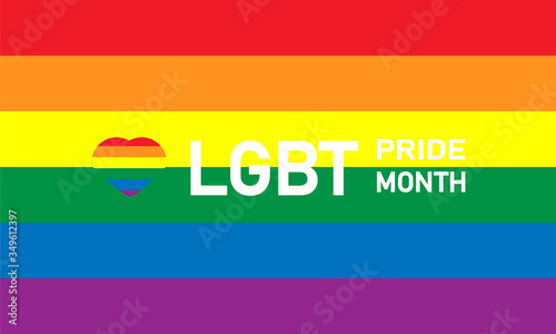 LGBT Pride Month in June. Lesbian Gay Bisexual Transgender. Pride Celebrating LGBT culture symbol. LGBT flag design.Poster, card, banner and background. Rainbow love concept. Vector illustration.