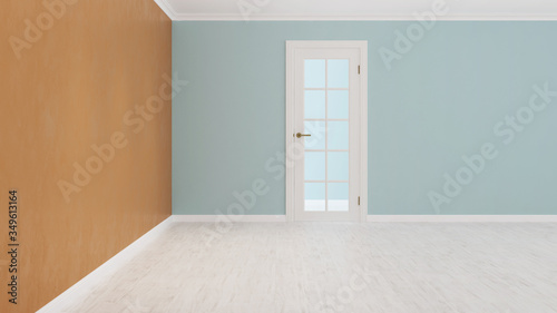 Empty room with door. 3D rendering.