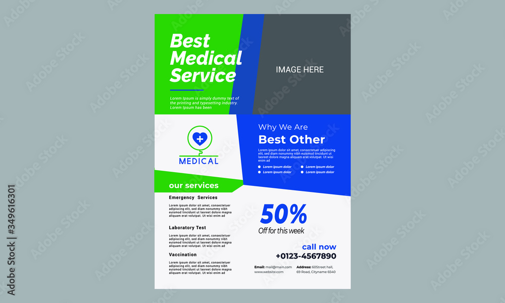 A4 medical service flyer design editable template