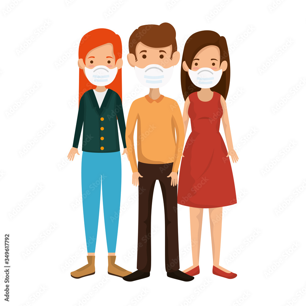 group people using face mask isolated icons vector illustration design