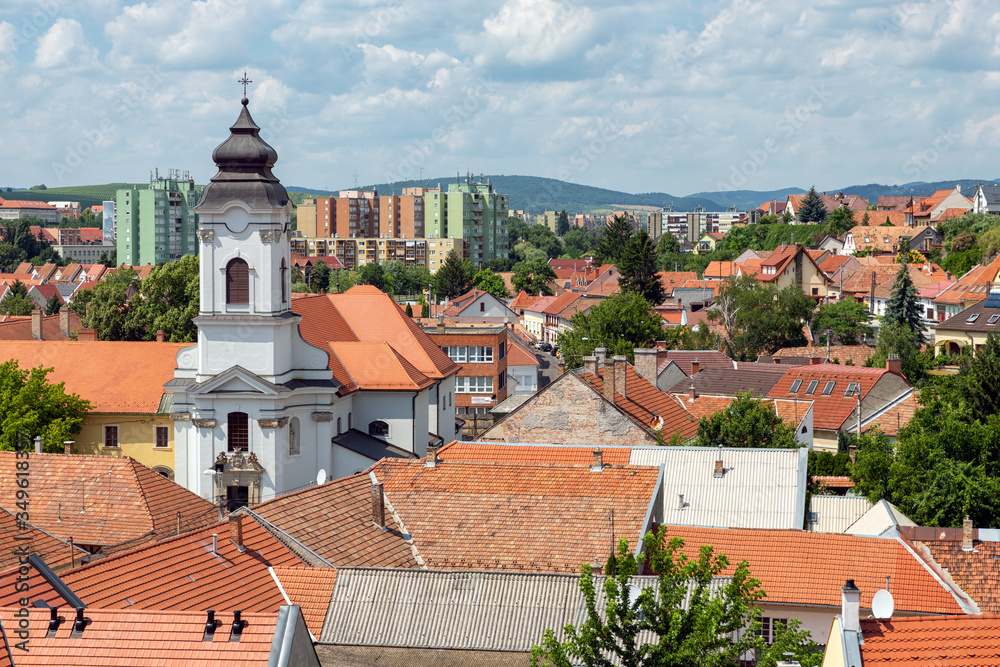 Fototapeta premium Aerial view medieval city from Eger Castle, Hungary