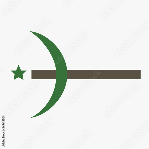 Combination of Crescent with Cross religious symbols. Harmony of two monotheistic religions concept symbolizes equality, hope, religious freedom and acceptance of the other. Flat design icon.
 photo