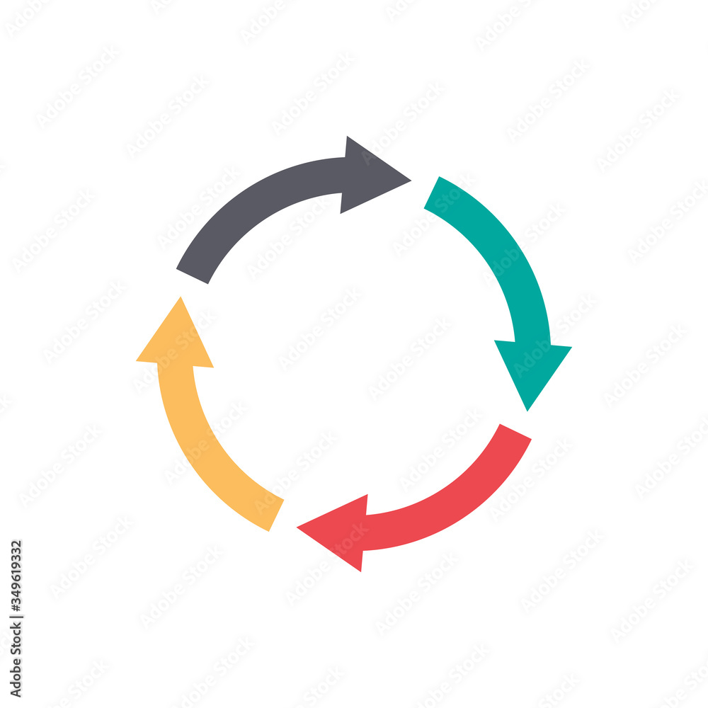 Circle arrows for infographic vector illustration isolated on white background. Circle arrows for infographic vector illustration isolated on white background.