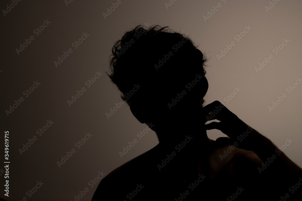 Silhouette dark man unknown no face black and white