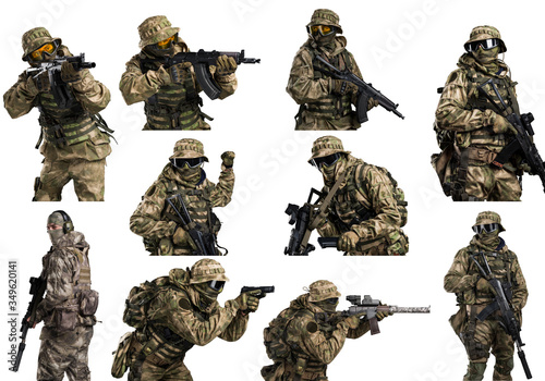 Bild auf Leinwand Collage of special forces soldier with rifle