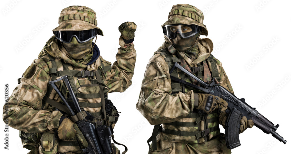 Special forces soldier with rifle. Shot in studio. Isolated with clipping path on white background.
Special forces soldier with rifle. Shot in studio. Isolated with clipping path on white background.