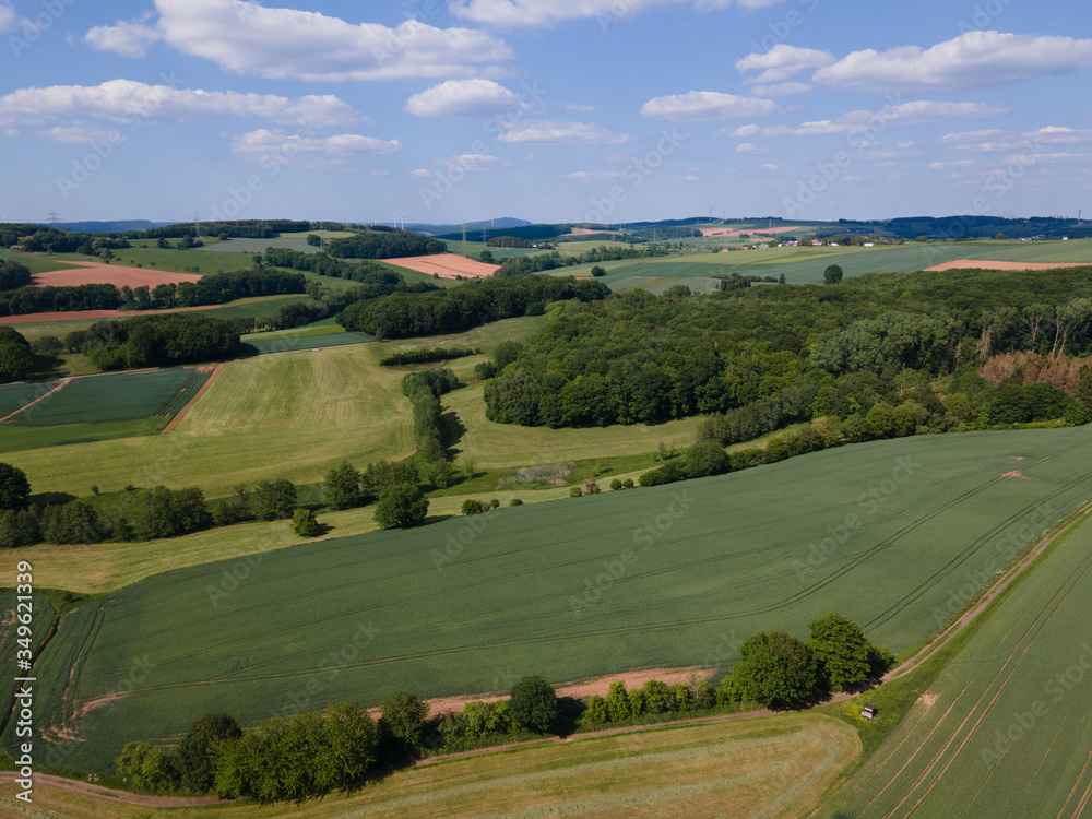 Beautiful farmlands from above - rural scenery - aerial photography by drone