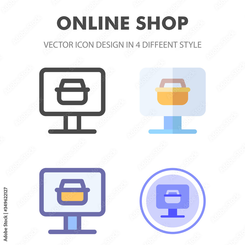 Online Shop icon design in 4 different style. Icon design for your web site design, logo, app, UI. Vector graphics illustration and editable stroke. EPS 10. Online Shop icon design in 4 different style. Icon design for your web site design, logo, app, UI. Vector graphics illustration and editable stroke. EPS 10.