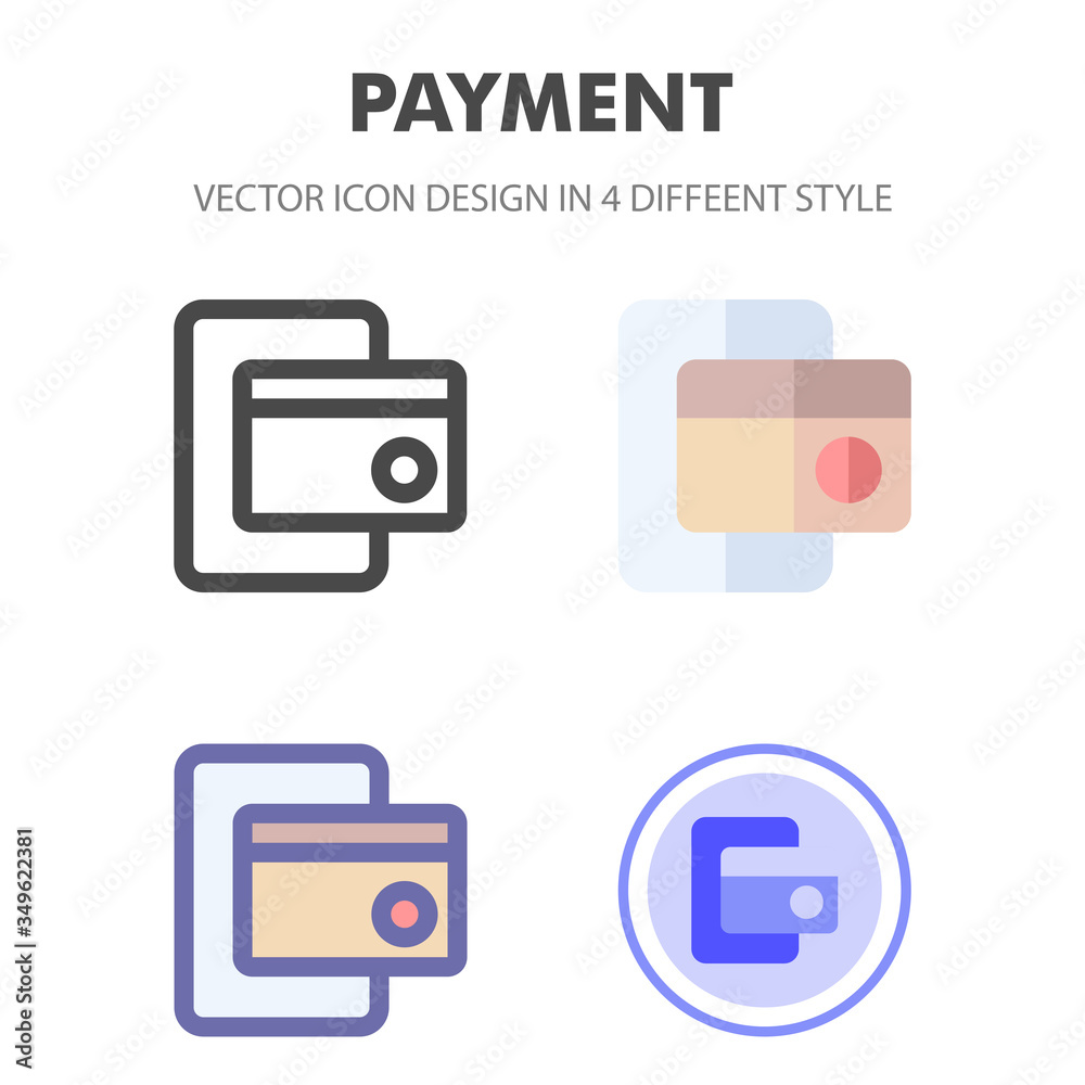 payment icon design in 4 different style. Icon design for your web site design, logo, app, UI. Vector graphics illustration and editable stroke. EPS 10.