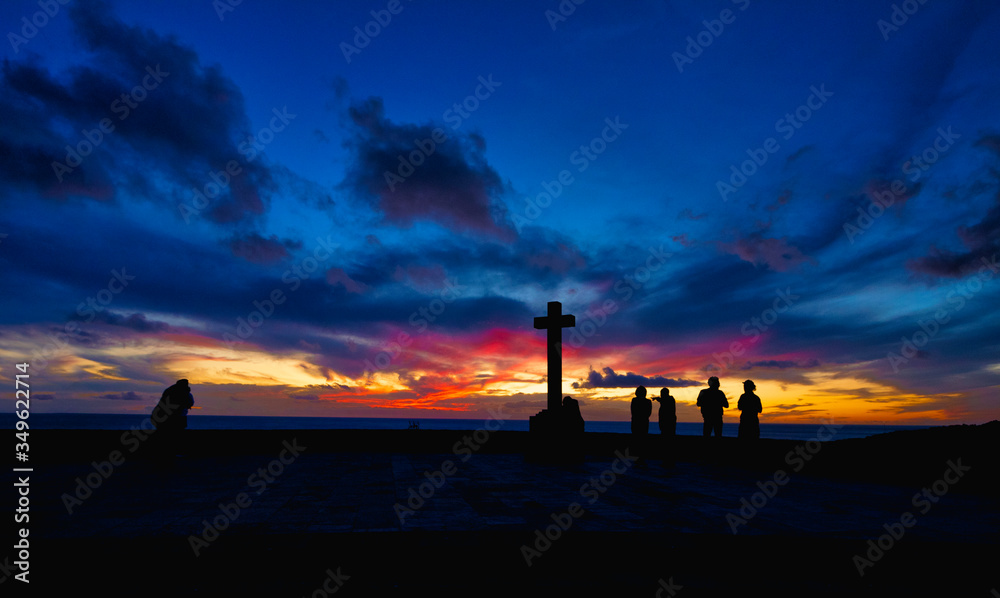 Faro, tramonto, nuvole, oceano, saline