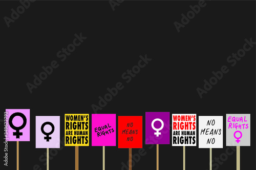 Womens rights protest placards