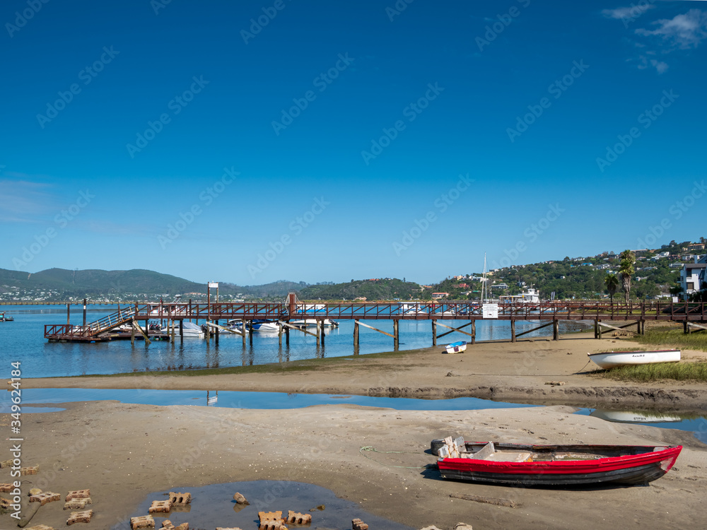 Obraz premium Kysna City Lagoon with low water tide during summer