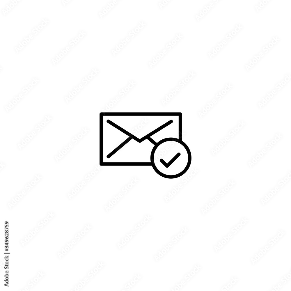 Open envelope with a check mark symbol. Line icon design. Open envelope with a check mark symbol. Line icon design.